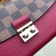 Louis Vuitton Damier Ebene Canvas Croisette Wallet N60207 Lie de Vin Red