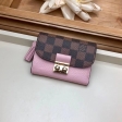 Louis Vuitton Damier Ebene Canvas Croisette Compact Wallet N60208 Magnolia Pink
