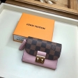 Louis Vuitton Damier Ebene Canvas Croisette Compact Wallet N60208 Magnolia Pink