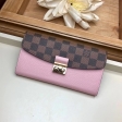 Louis Vuitton Damier Ebene Canvas Croisette Wallet N60215 Magnolia Pink