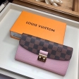 Louis Vuitton Damier Ebene Canvas Croisette Wallet N60215 Magnolia Pink