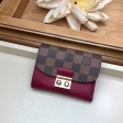 Louis Vuitton Damier Ebene Canvas Croisette Compact Wallet N60216 Lie de Vin Red