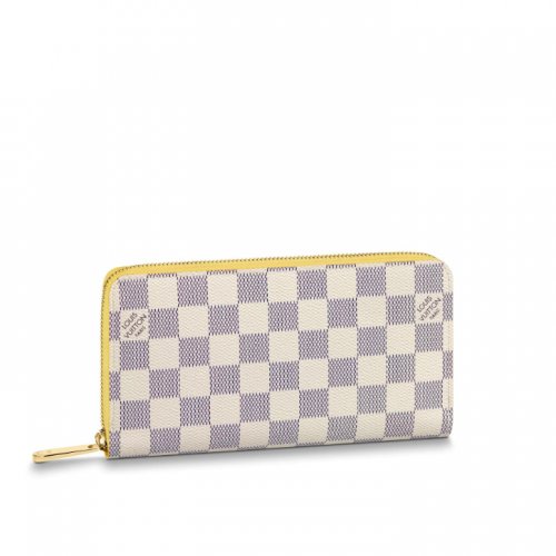 Louis Vuitton Damier Azur Canvas Zippy Wallet N60223 Pineapple Yellow Louis Vuitton Damier Azur Canvas Zippy Wallet N60223 Pineapple Yellow