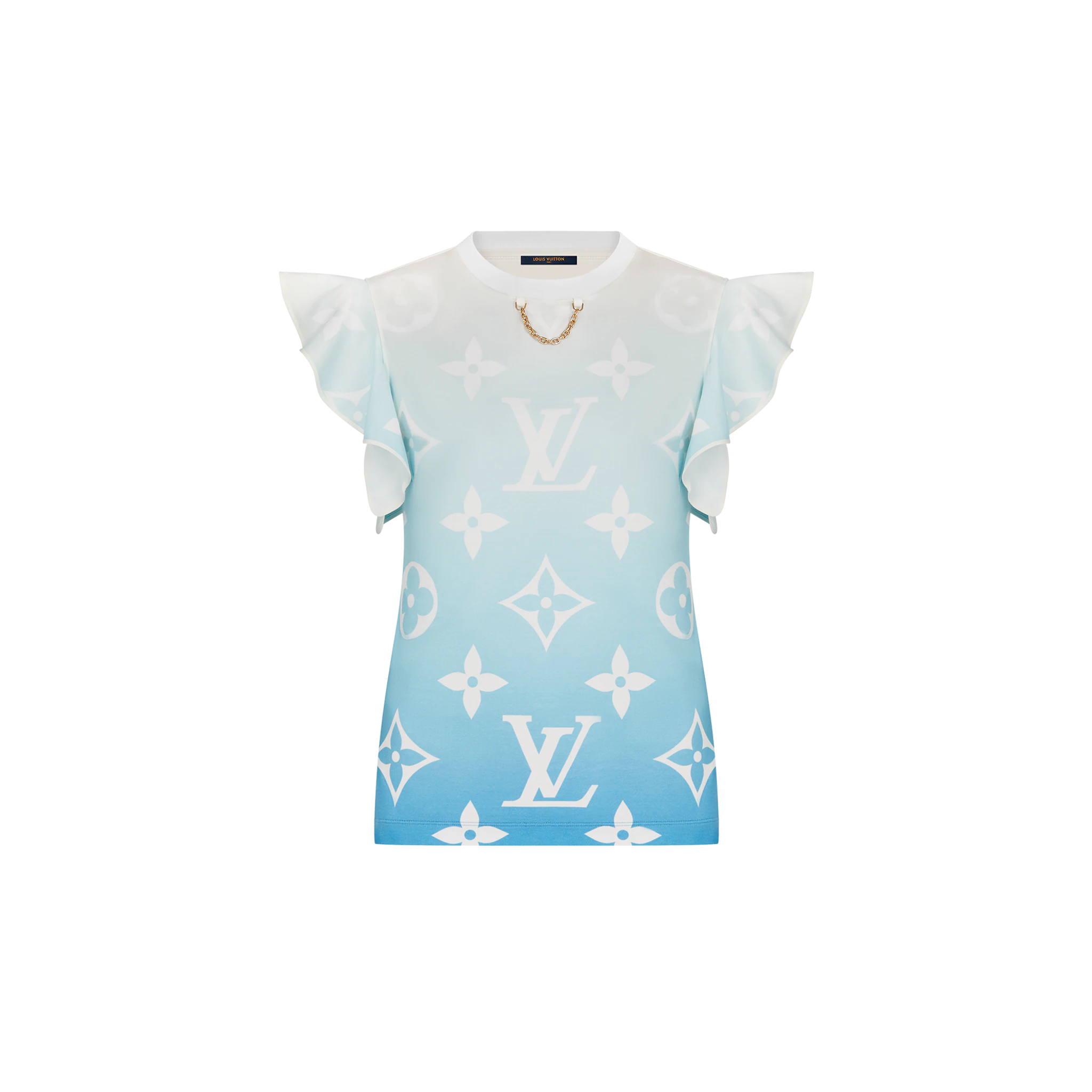 Louis Vuitton Blue Lagoon Monogram Flounce Sleeve T-Shirt in Blue - Ready-to-Wear 1A8RP7