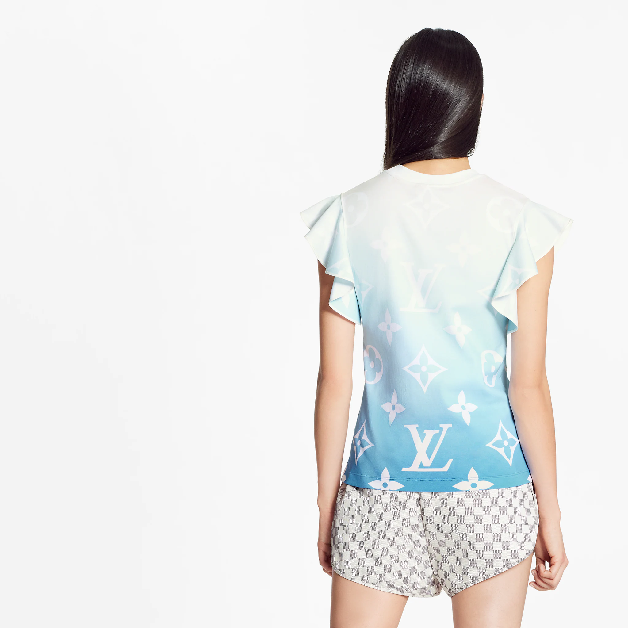 Louis Vuitton Blue Lagoon Monogram Flounce Sleeve T-Shirt in Blue - Ready-to-Wear 1A8RP7