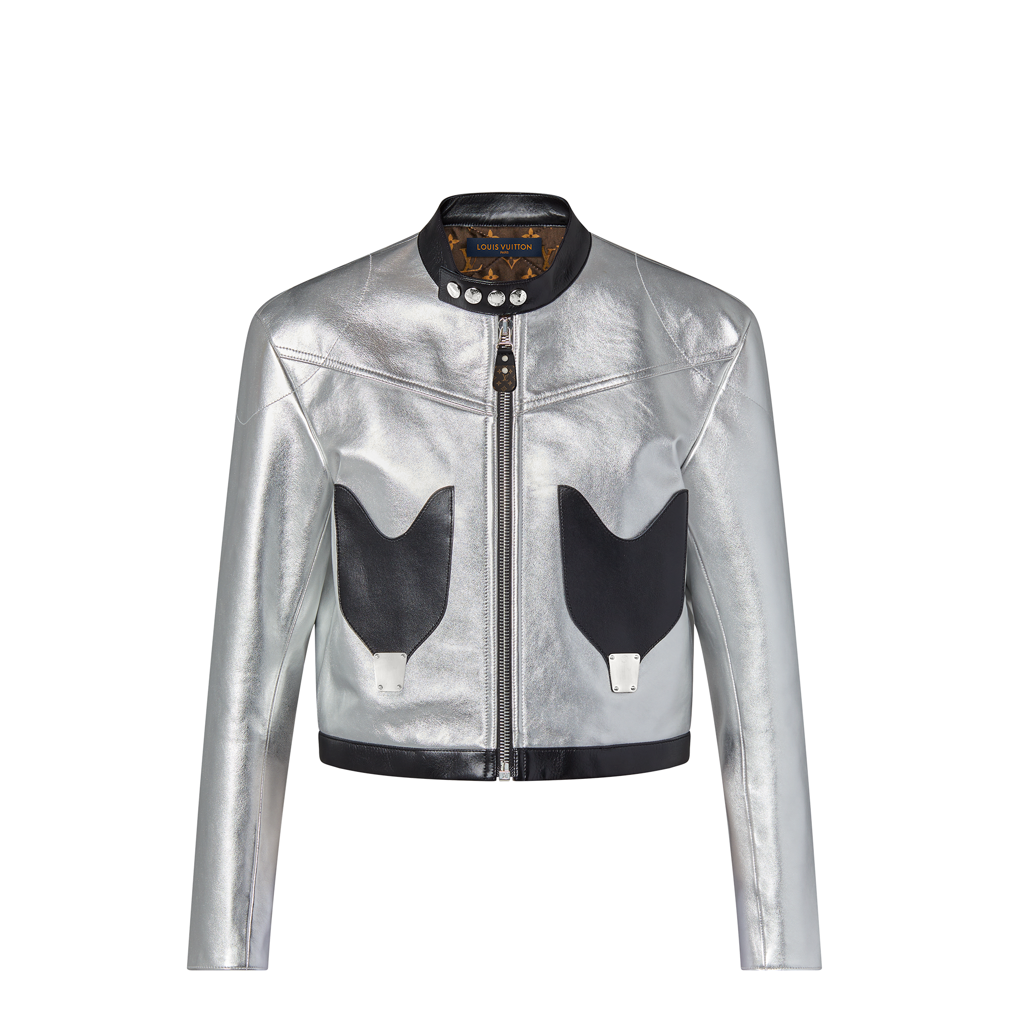 Louis Vuitton Graphic Accent Silver Calfskin Jacket - Women - Ready-to-Wear 1AAYH1