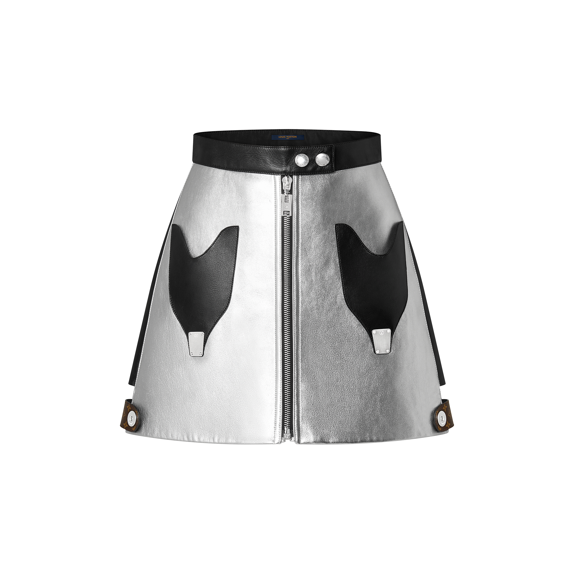 Louis Vuitton Graphic Accent Silver Calfskin Mini Skirt - Women - Ready-to-Wear 1AAZ22