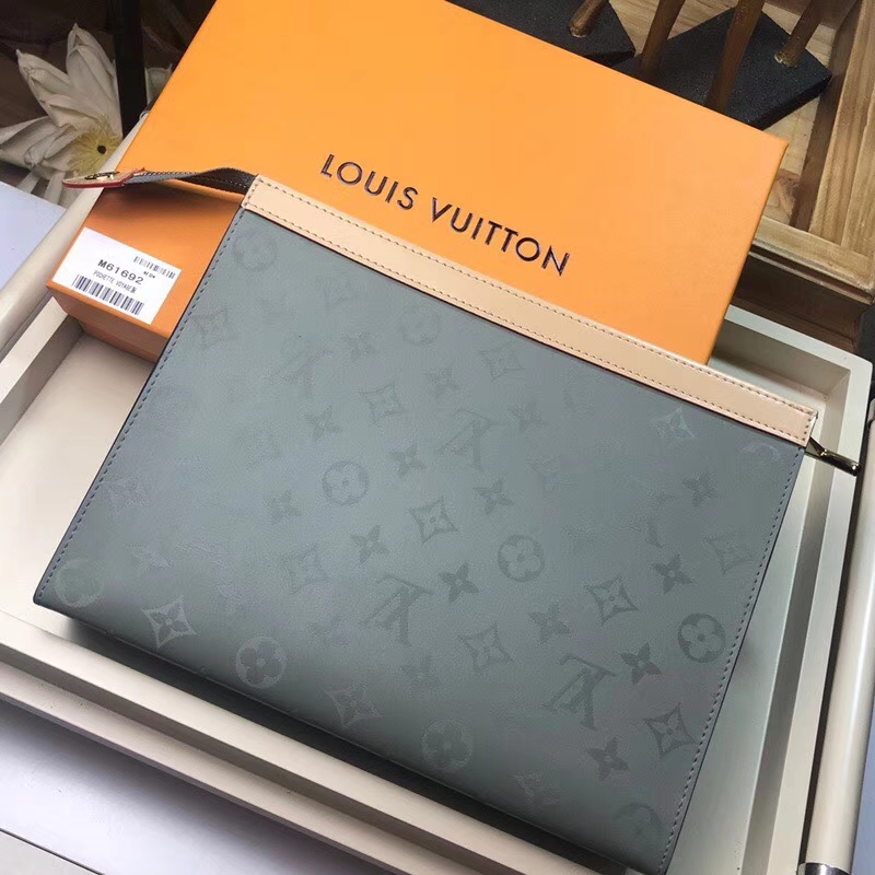 Louis Vuitton Monogram Titanium Canvas Pochette Voyage MM M41696