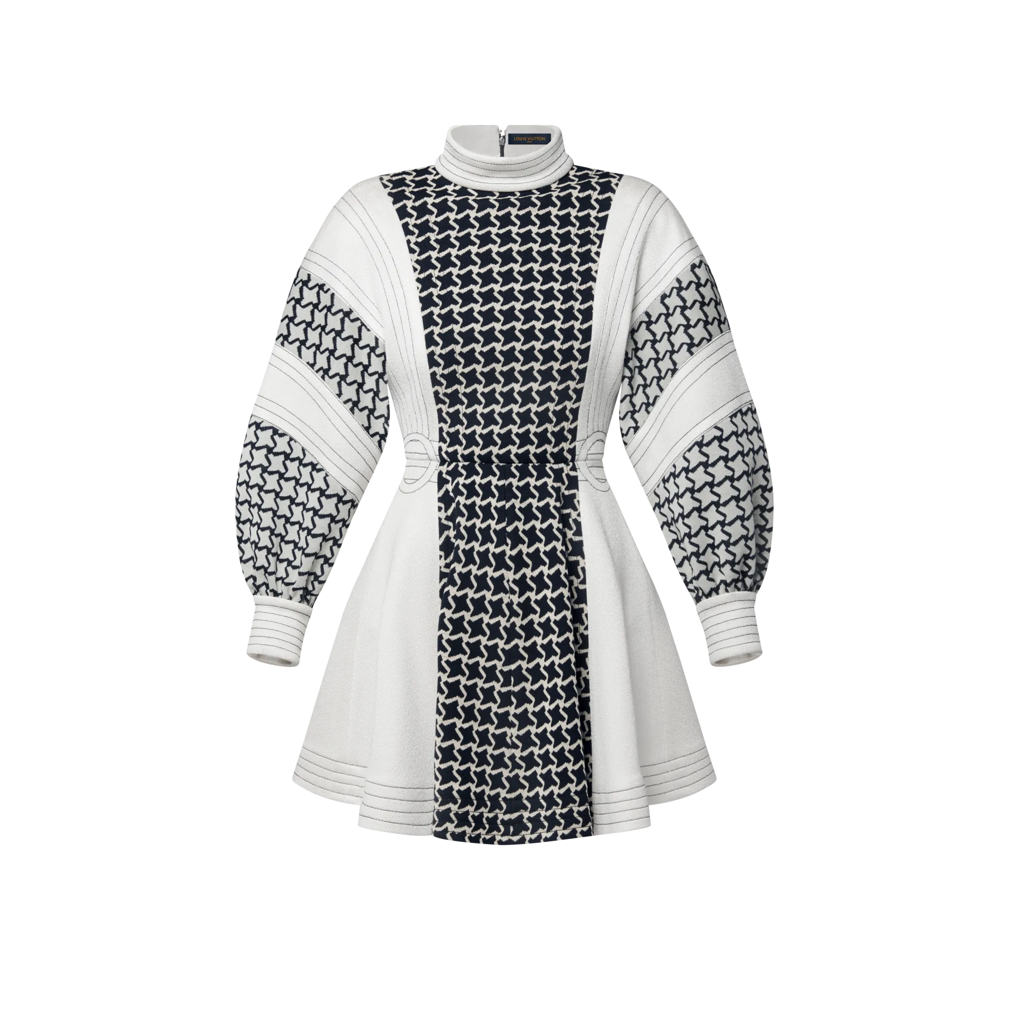 Louis Vuitton Honeycomb Jacquard Balloon Sleeve Dress Women - Ready-to-Wear 1AJEED Black