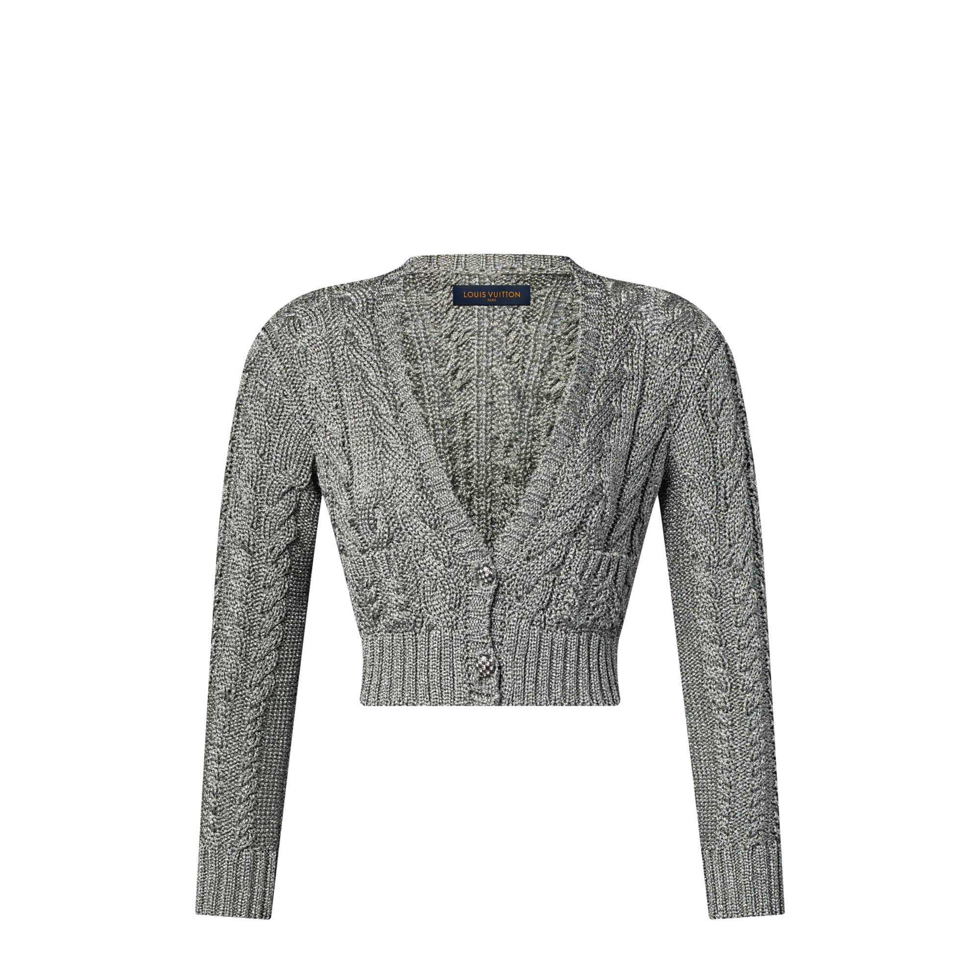 Louis Vuitton Cropped Cable Knit Cardigan Women - Ready-to-Wear 1AJF36 Silver