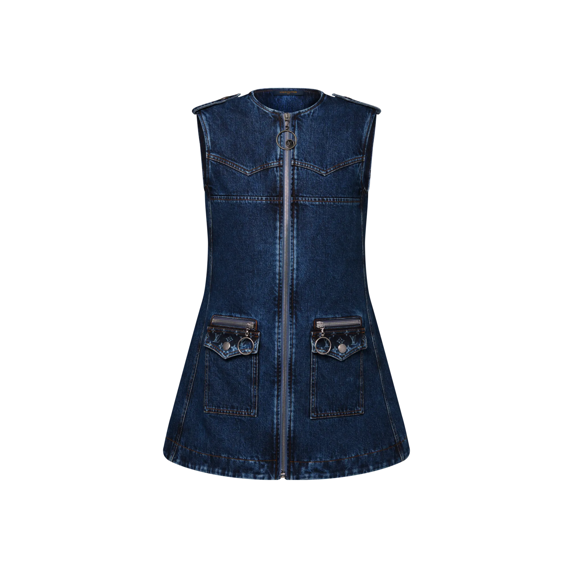 Louis Vuitton Raw Denim Zip - Up Dress Women - Ready-to-Wear 1AJGDU Blue