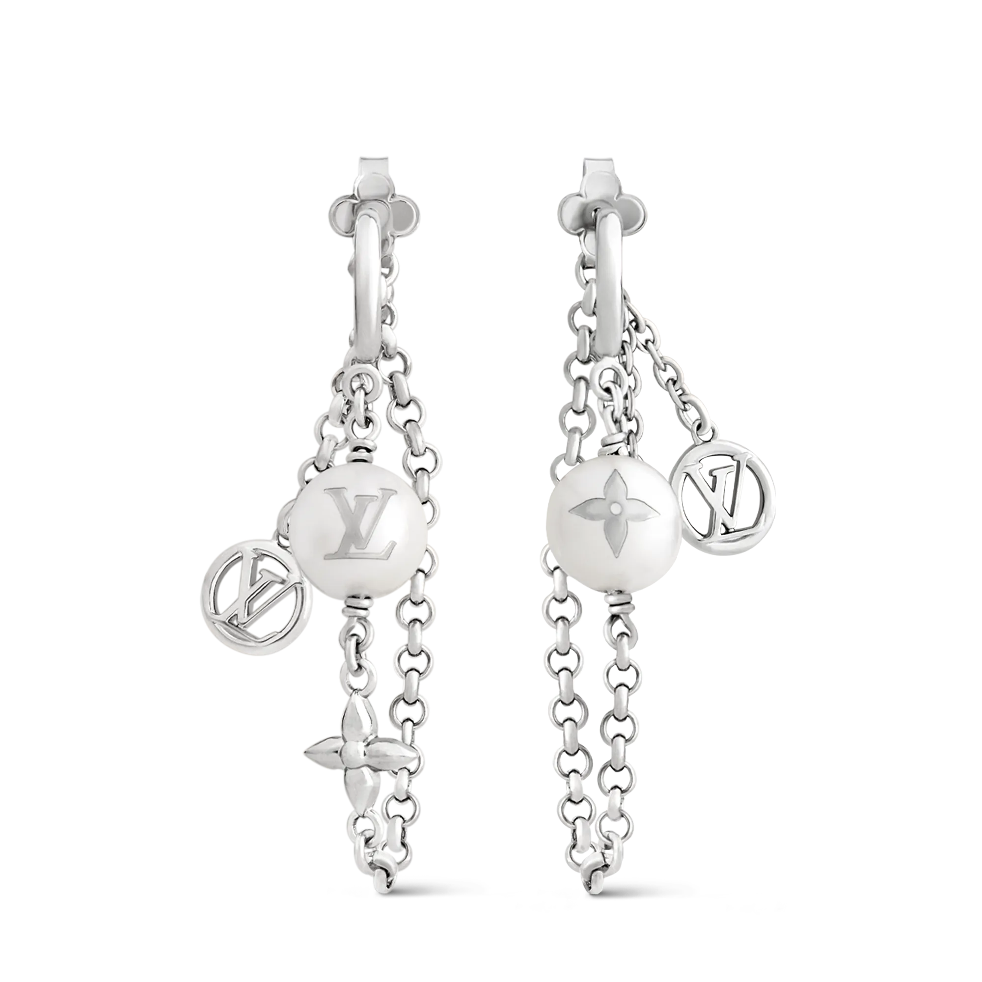 Louis Vuitton LV Mix Chains Earrings Brass Women - Fashion Jewelry M02514 Silver