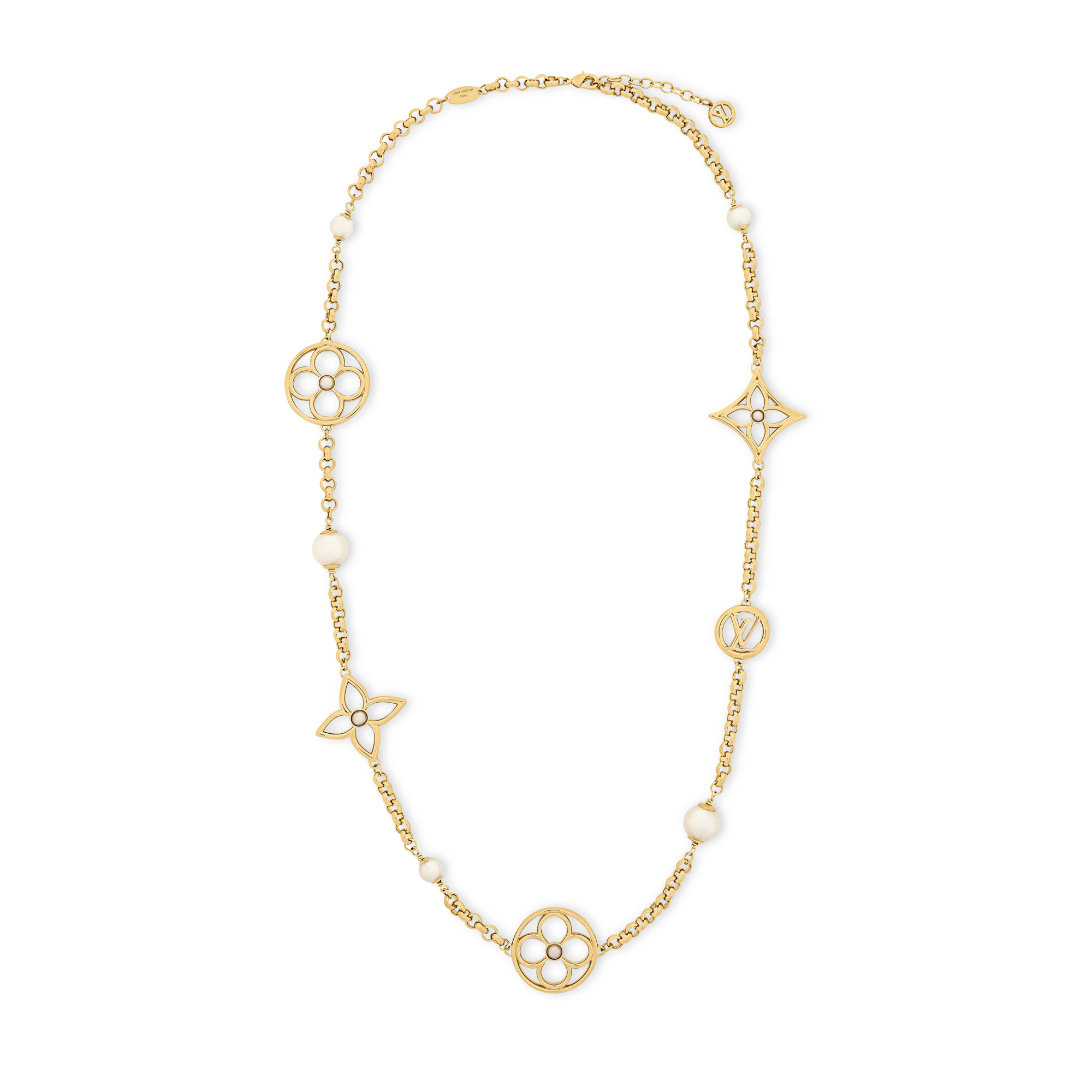 Louis Vuitton Pearly Flower Sautoir Brass Women - Fashion Jewelry M03499 Gold