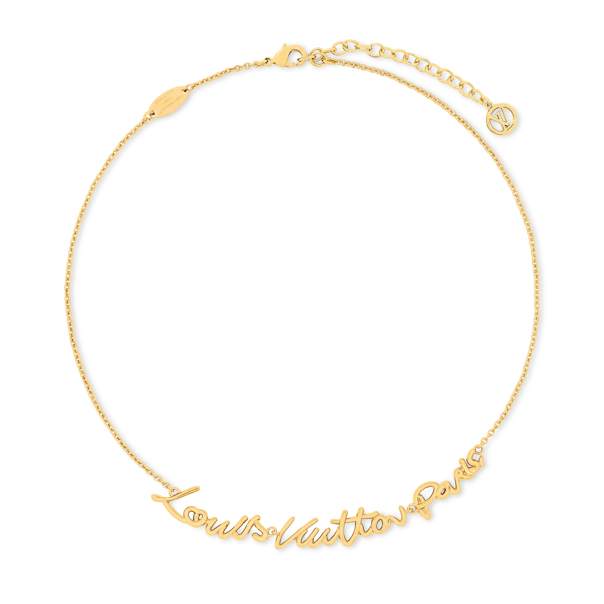 Louis Vuitton LV Script Necklace Brass Women - Fashion Jewelry M03525 Gold