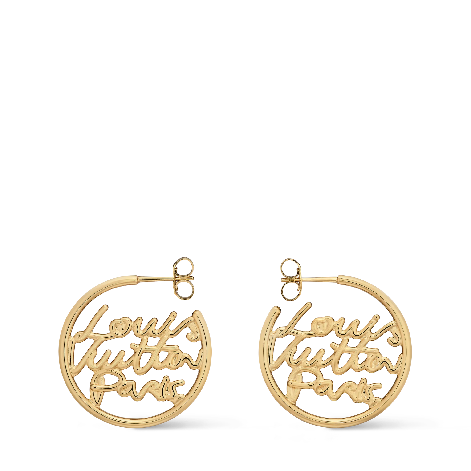 Louis Vuitton LV Script Hoops PM Brass Women - Fashion Jewelry M03527 Gold