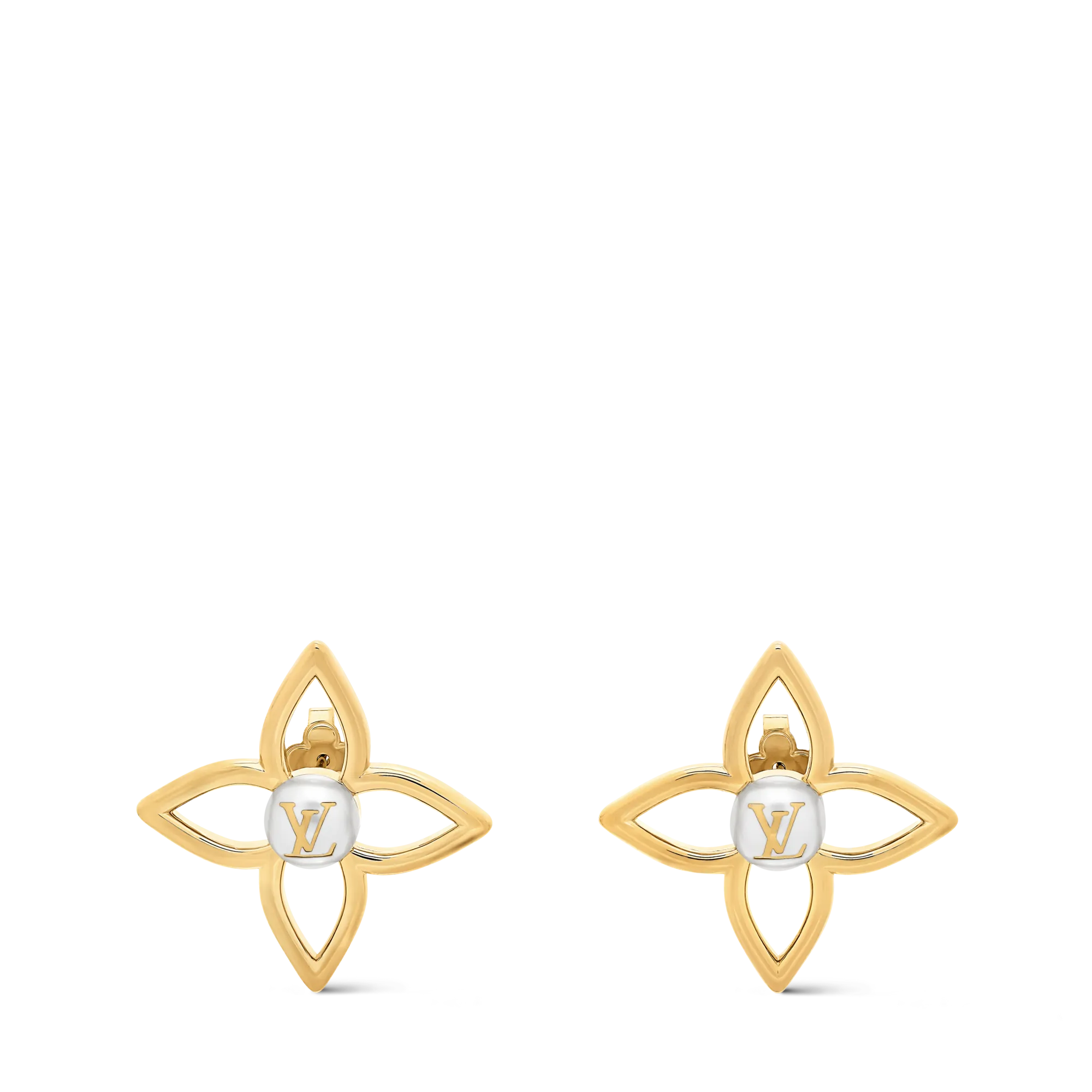 Louis Vuitton Pearly Flower Stud Earrings Brass Women - Fashion Jewelry M03531 Gold