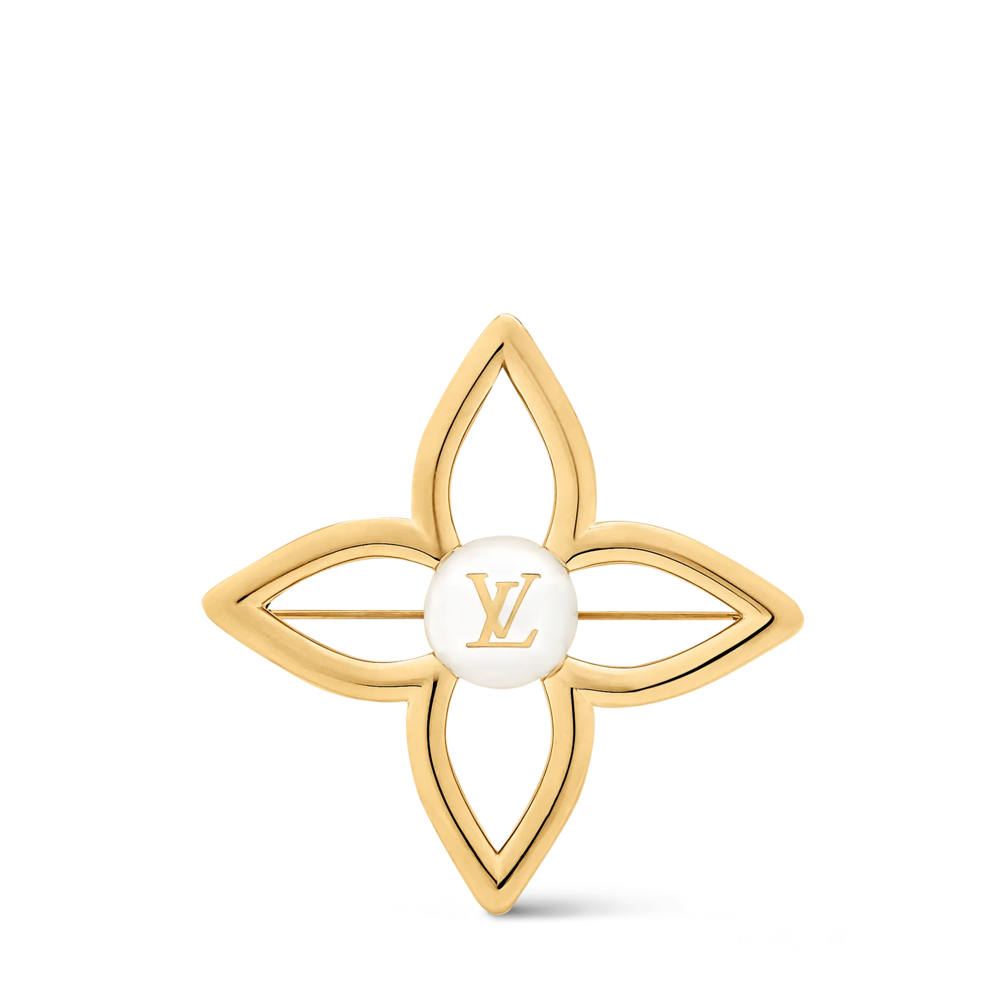 Louis Vuitton Pearly Flower Brooch Brass Women - Fashion Jewelry M03533 Gold