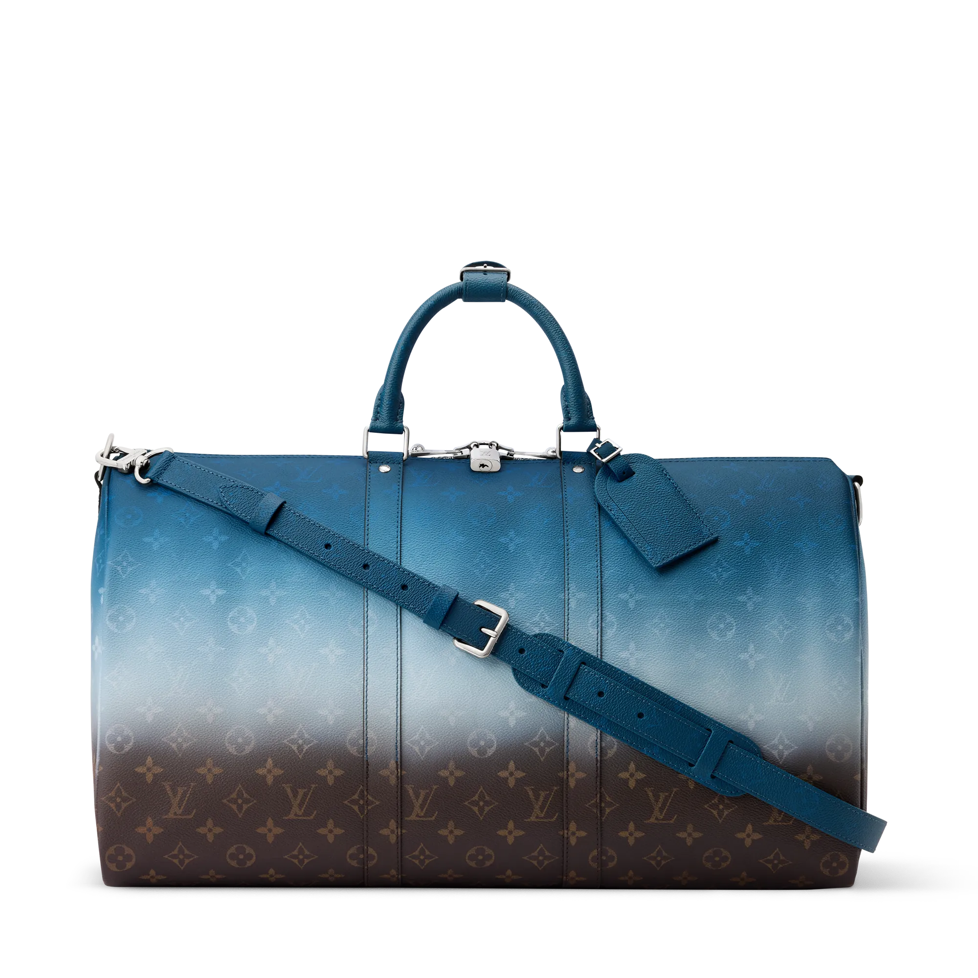 Louis Vuitton Keepall Bandouliere 50 Coated Canvas Men's Bag M28227 Blue Louis Vuitton Keepall Bandouliere 50 Coated Canvas Men's Bag M28227 Blue