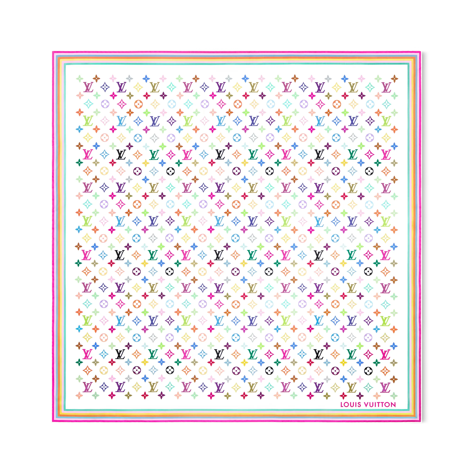 Louis Vuitton LV x TM Monogram Multicolor Square 90 Silk Women - Accessories M94967 White