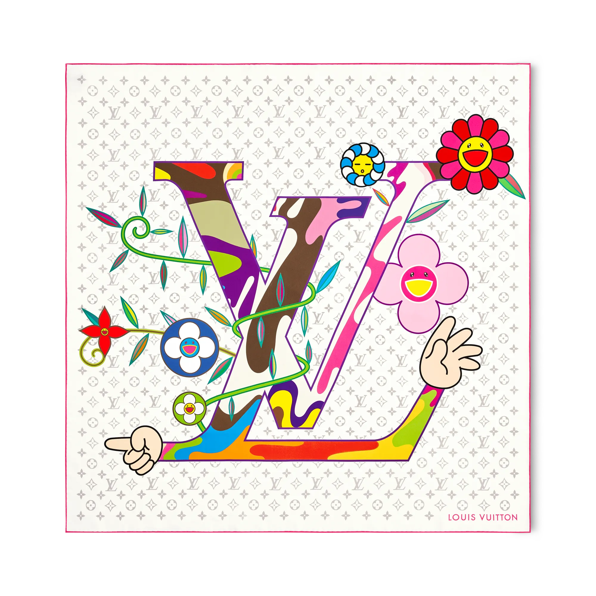 Louis Vuitton LV x TM Monogram Superflat Square 90 Silk Women - Accessories M96097 White