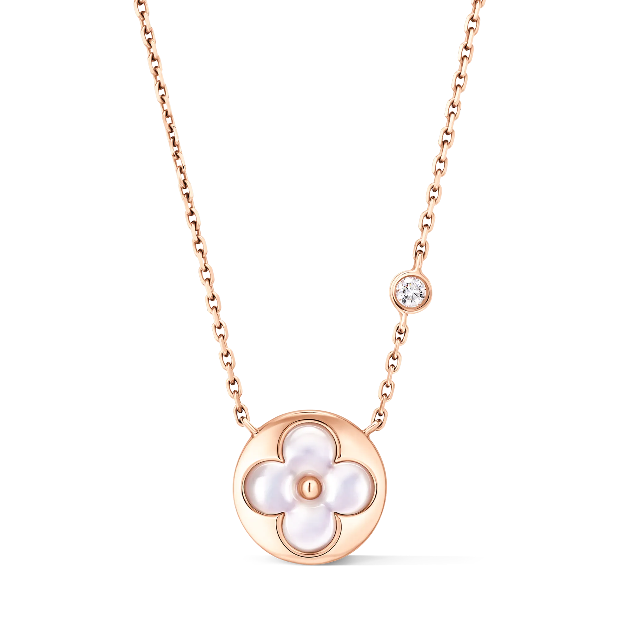 Louis Vuitton Color Blossom BB Sun Pendant, Pink Gold, White Mother - of - Pearl and Diamond Jewelry Q03788