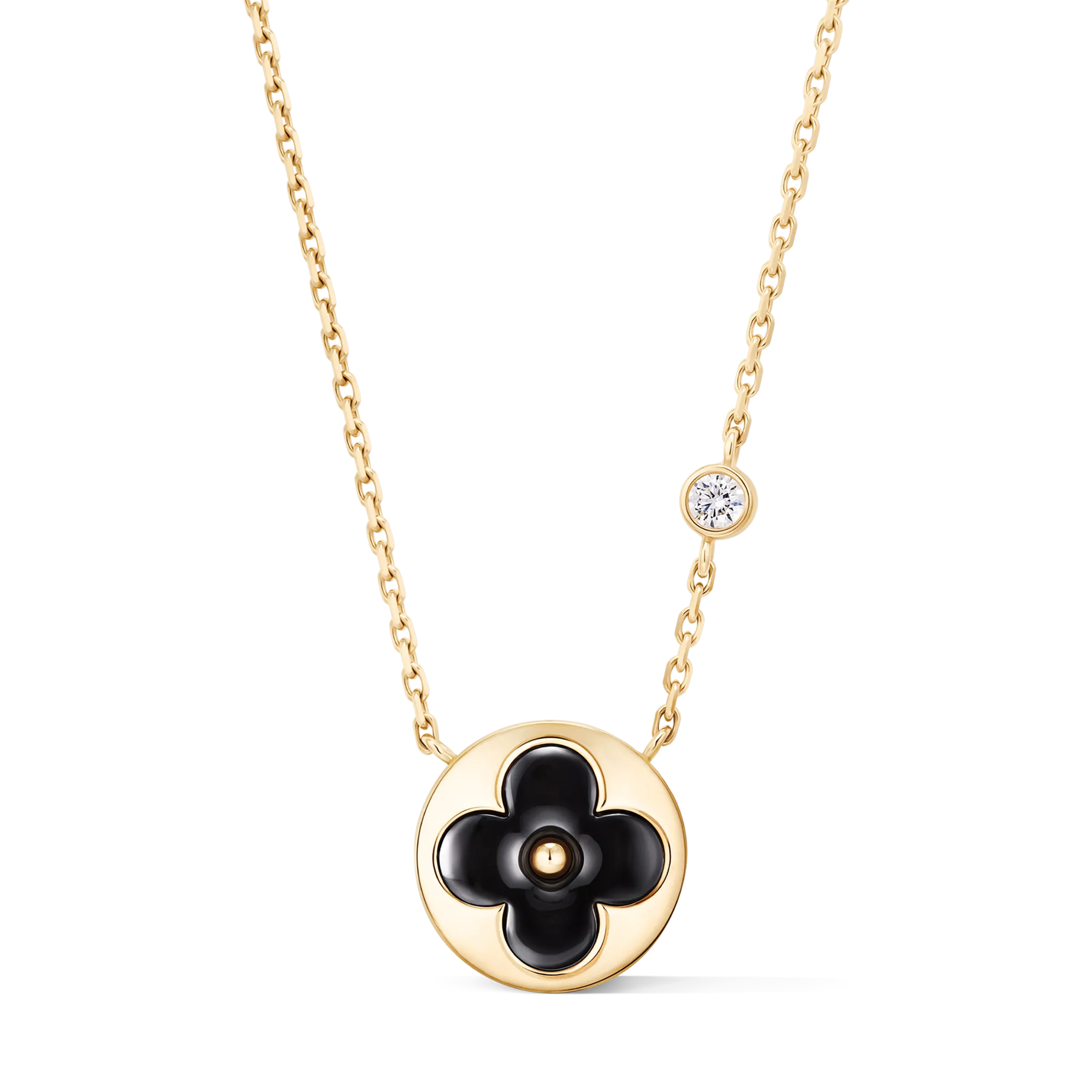 Louis Vuitton Color Blossom BB Sun Pendant, Yellow Gold, Onyx and Diamond Jewelry Q03790
