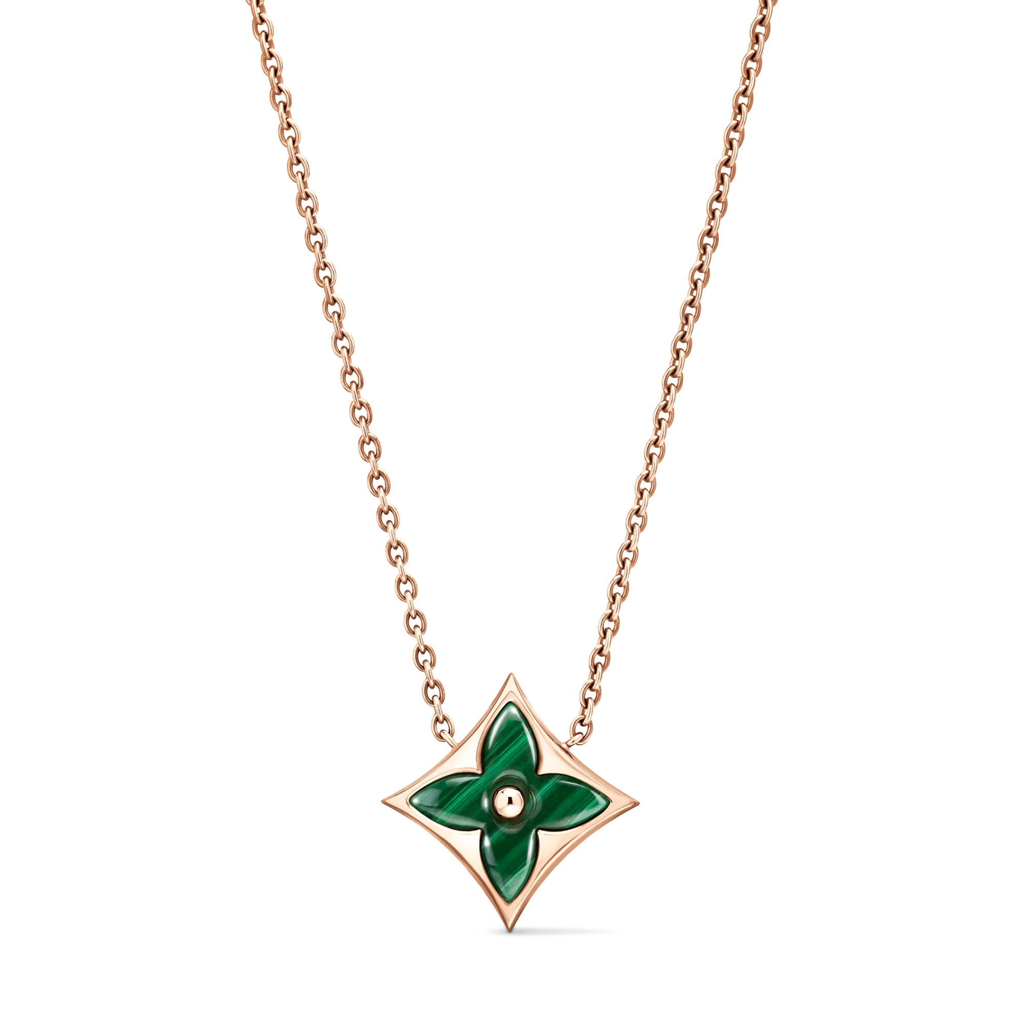 Louis Vuitton Color Blossom M Star Pendant, Pink Gold and Malachite Jewelry Q03791