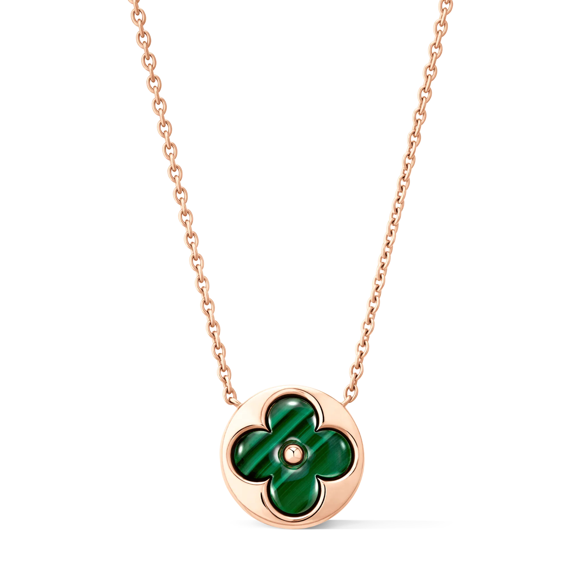 Louis Vuitton Color Blossom M Sun Pendant, Pink Gold and Malachite Jewelry Q03792