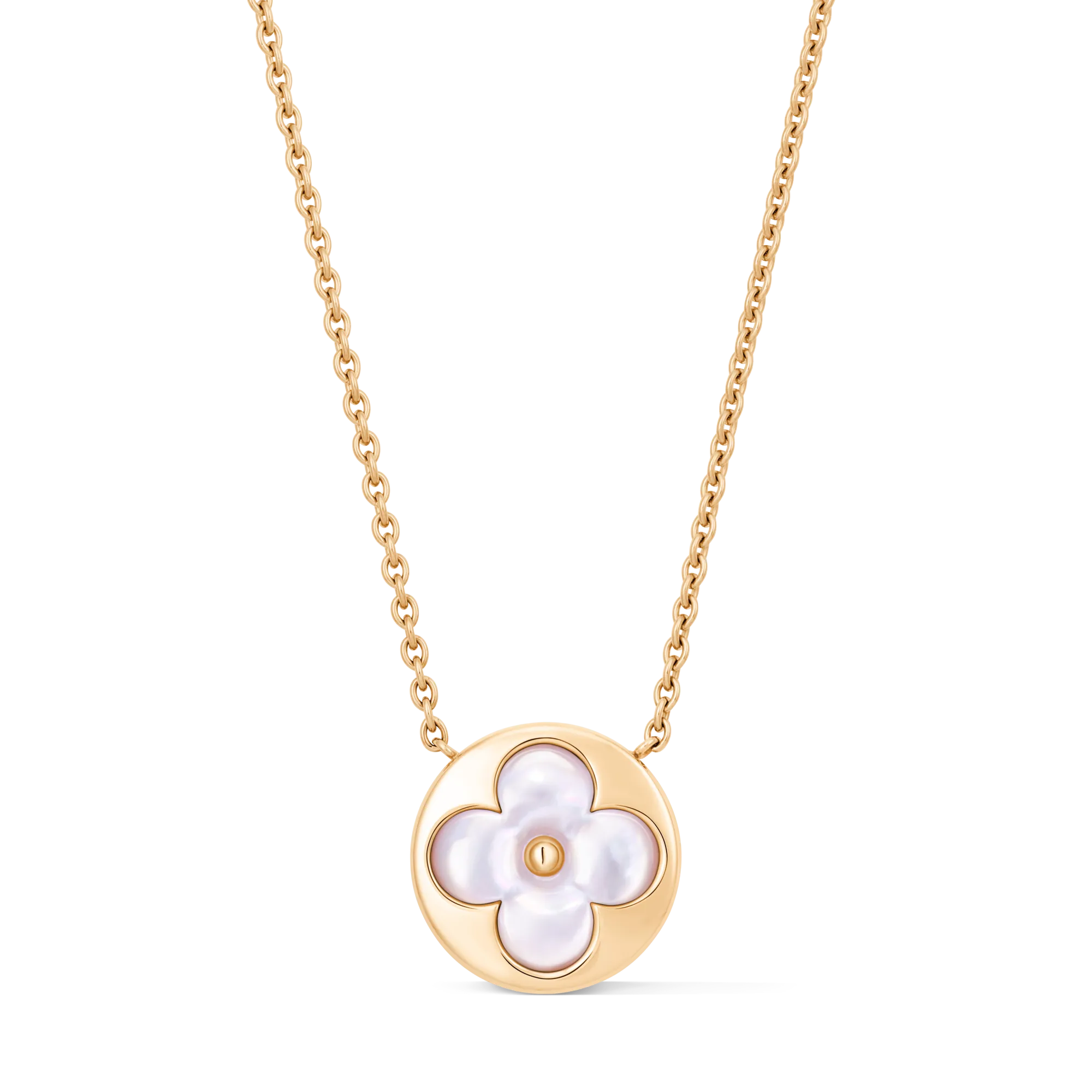 Louis Vuitton Color Bossom M Sun Pendant, Yellow Gold and White Mother - of - Pearl Jewelry Q03880