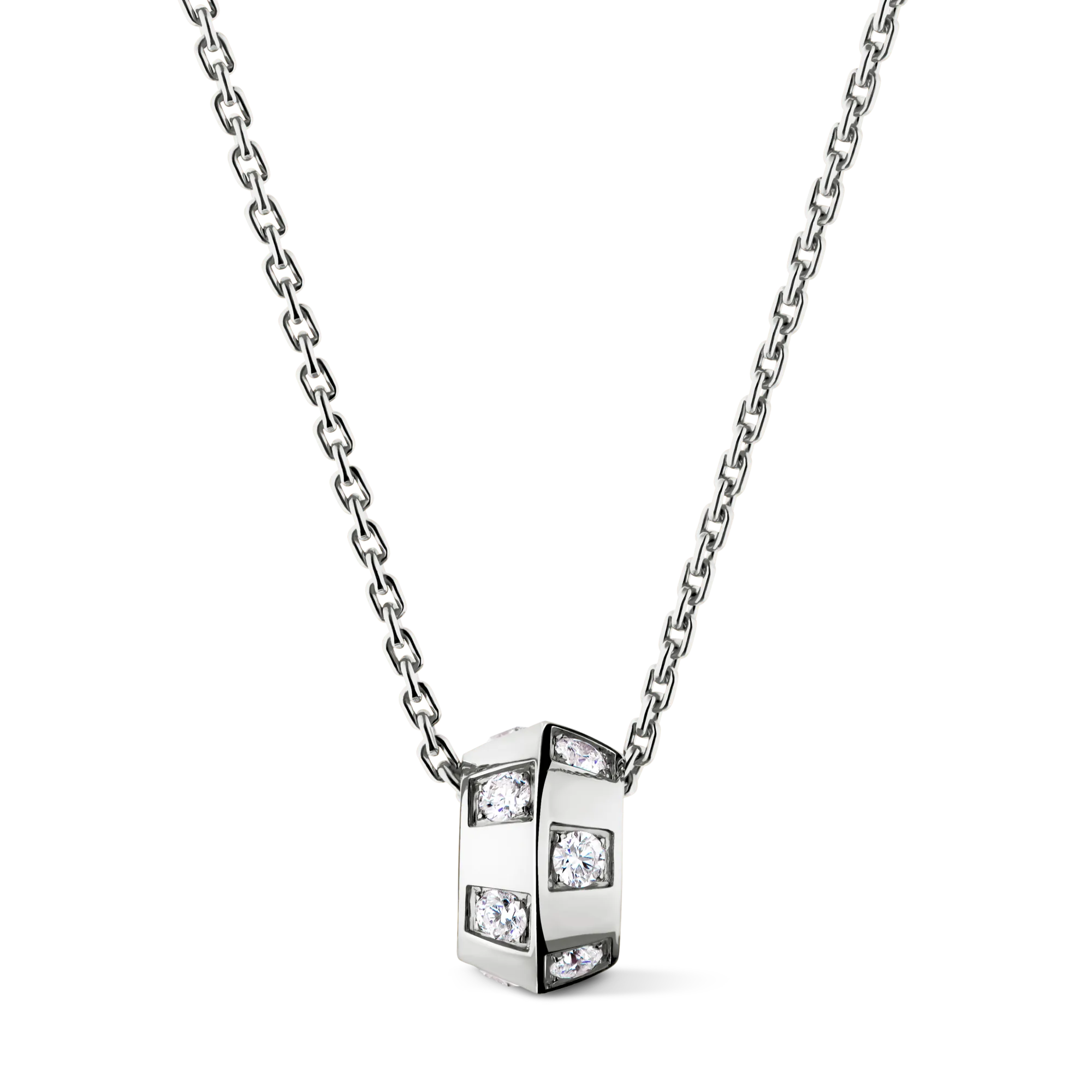 Louis Vuitton Le Damier de Louis Vuitton Pendant, White Gold and Diamonds Jewelry Q03889
