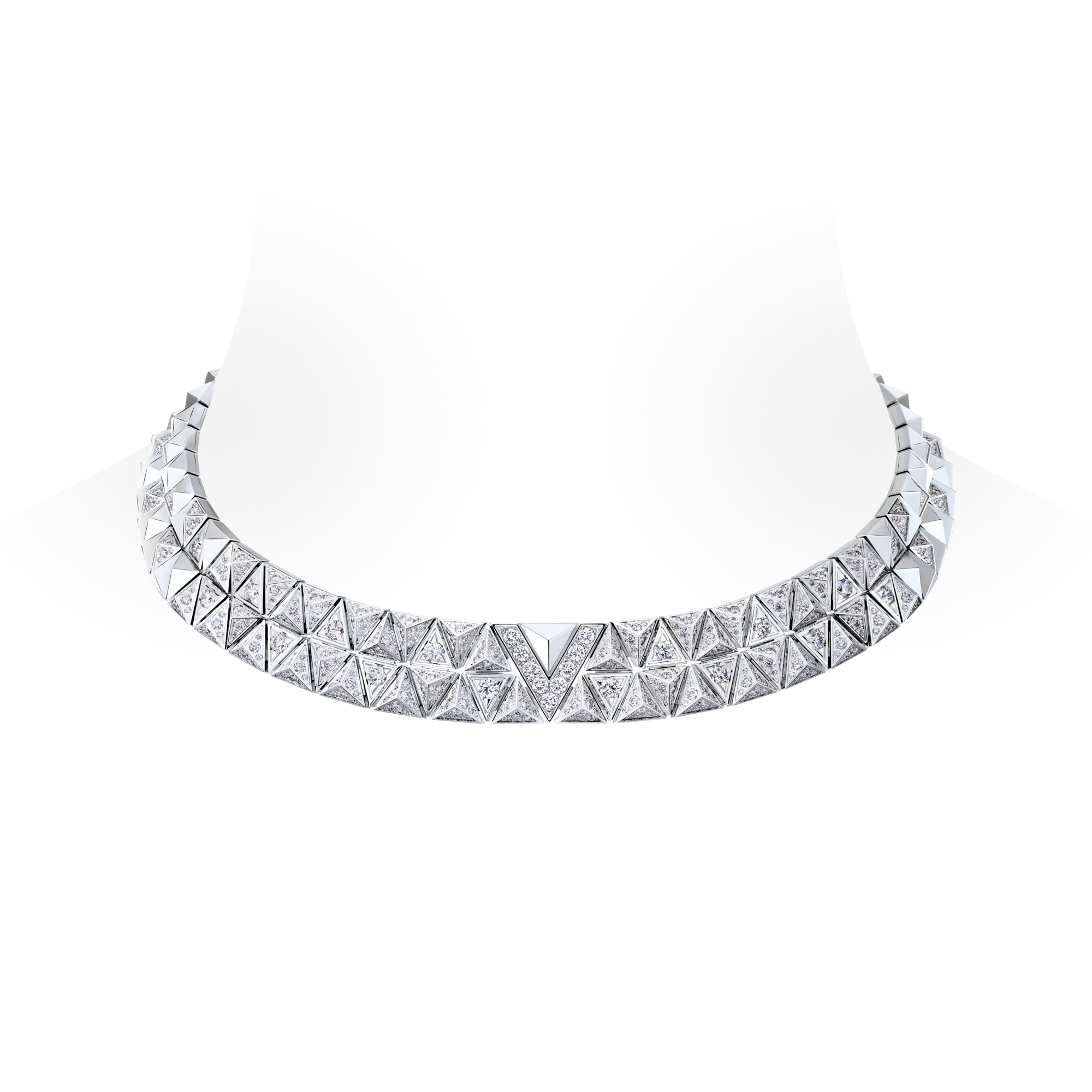 Louis Vuitton Pure V Two - Row Necklace, White Gold and Diamonds Jewelry Q04067