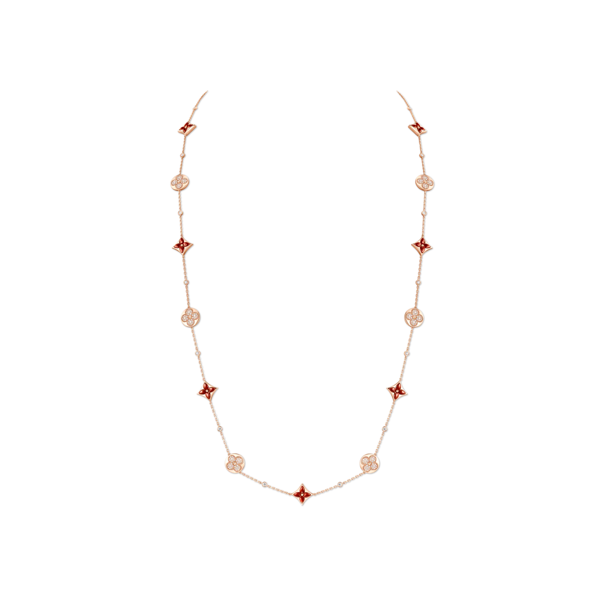 Louis Vuitton Color Blossom BB LNY Long Necklace, Rose Gold, Cornelian and Diamonds Carnelian Jewelry Q04088