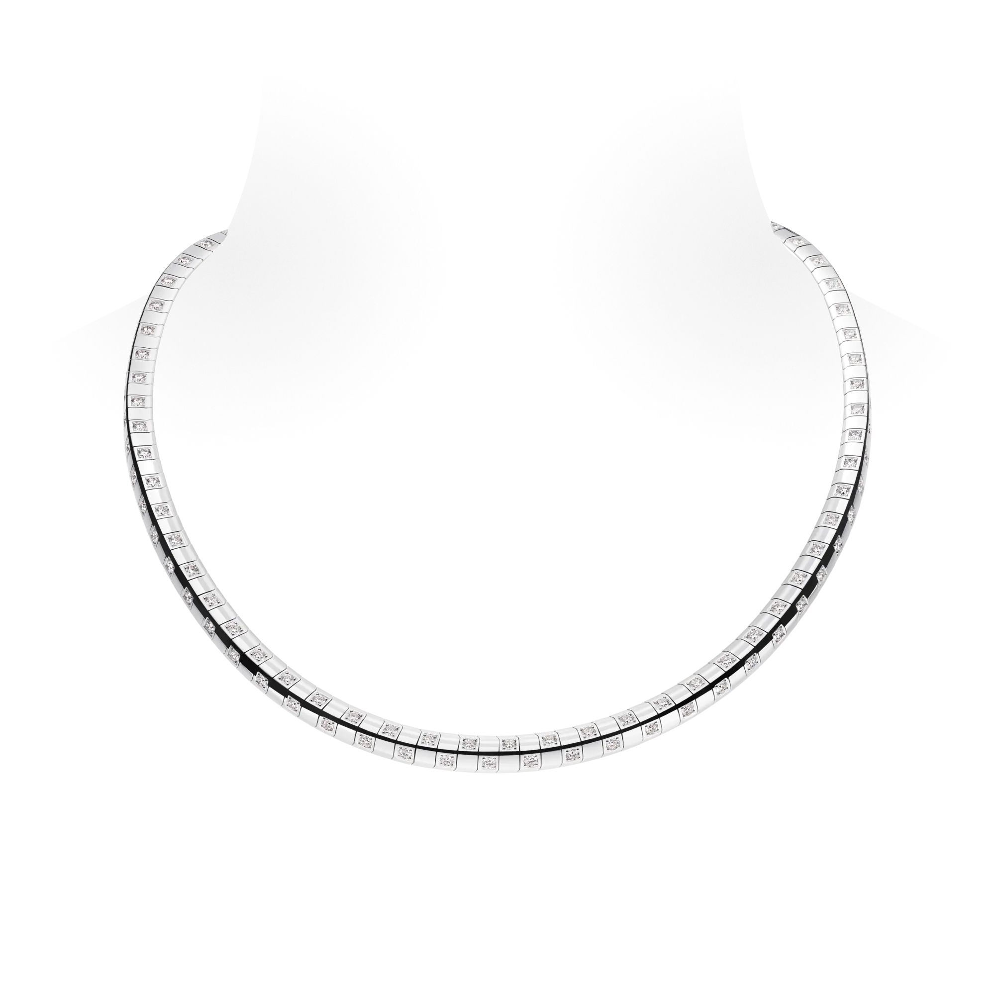 Louis Vuitton Le Damier de Louis Vuitton Large Necklace, White Gold and Diamonds Jewelry Q04097