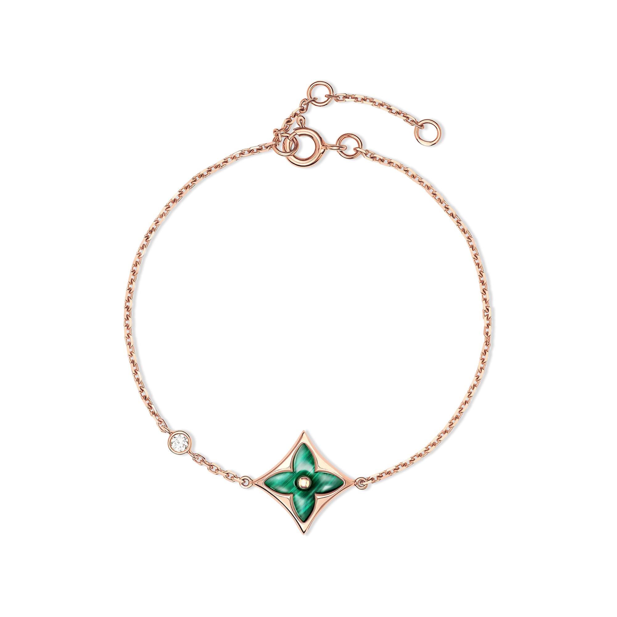 Louis Vuitton Color Blossom BB Star Bracelet, Pink Gold, Malachite and Diamond Jewelry Q05504