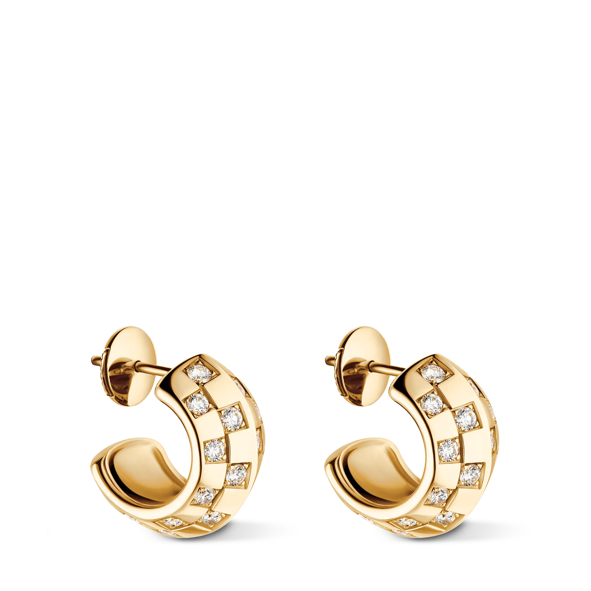 Louis Vuitton Le Damier de Louis Vuitton Double Hoops, Yellow Gold and Diamonds Jewelry Q16521