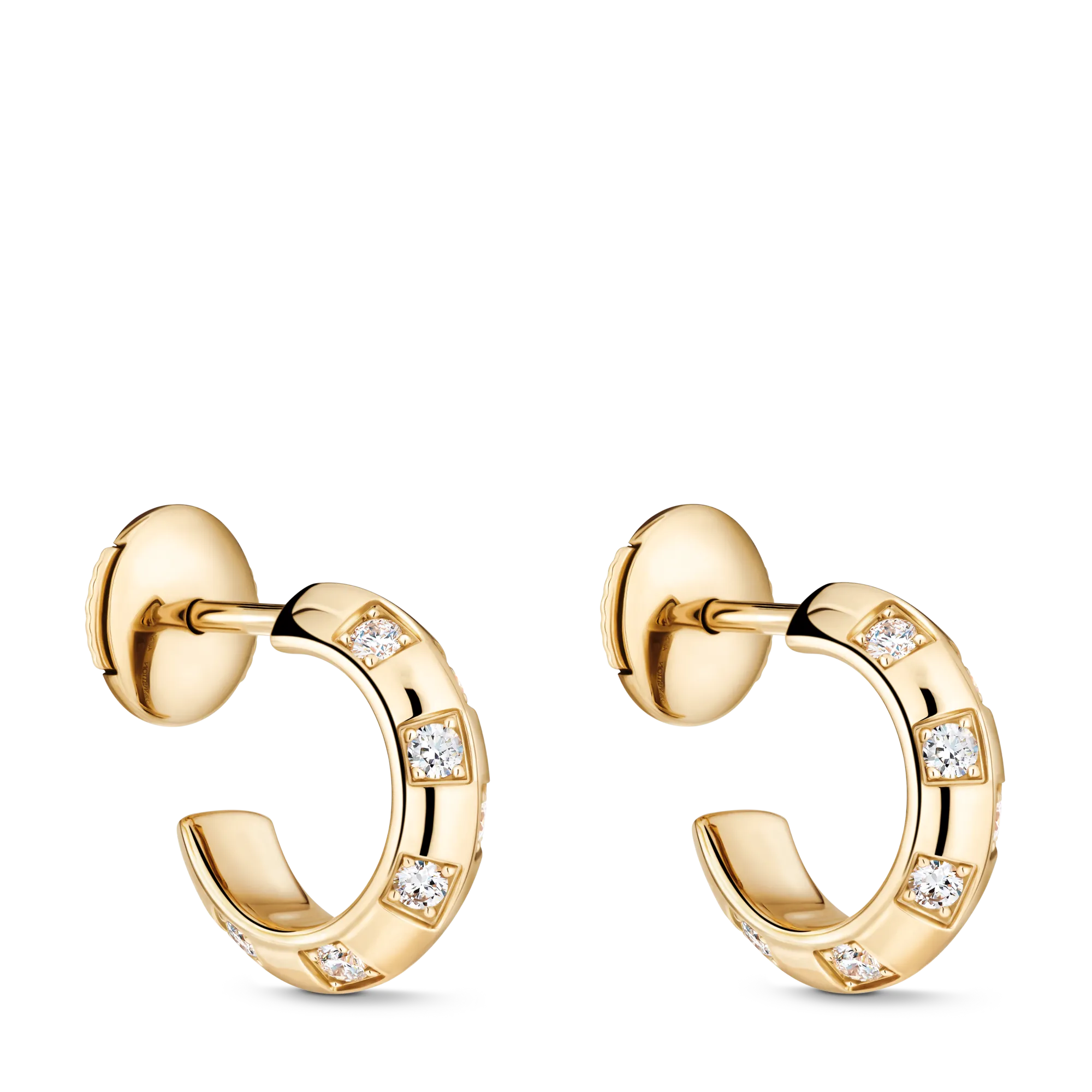 Louis Vuitton Le Damier de Louis Vuitton Small Hoops, Yellow Gold and Diamonds Jewelry Q16522