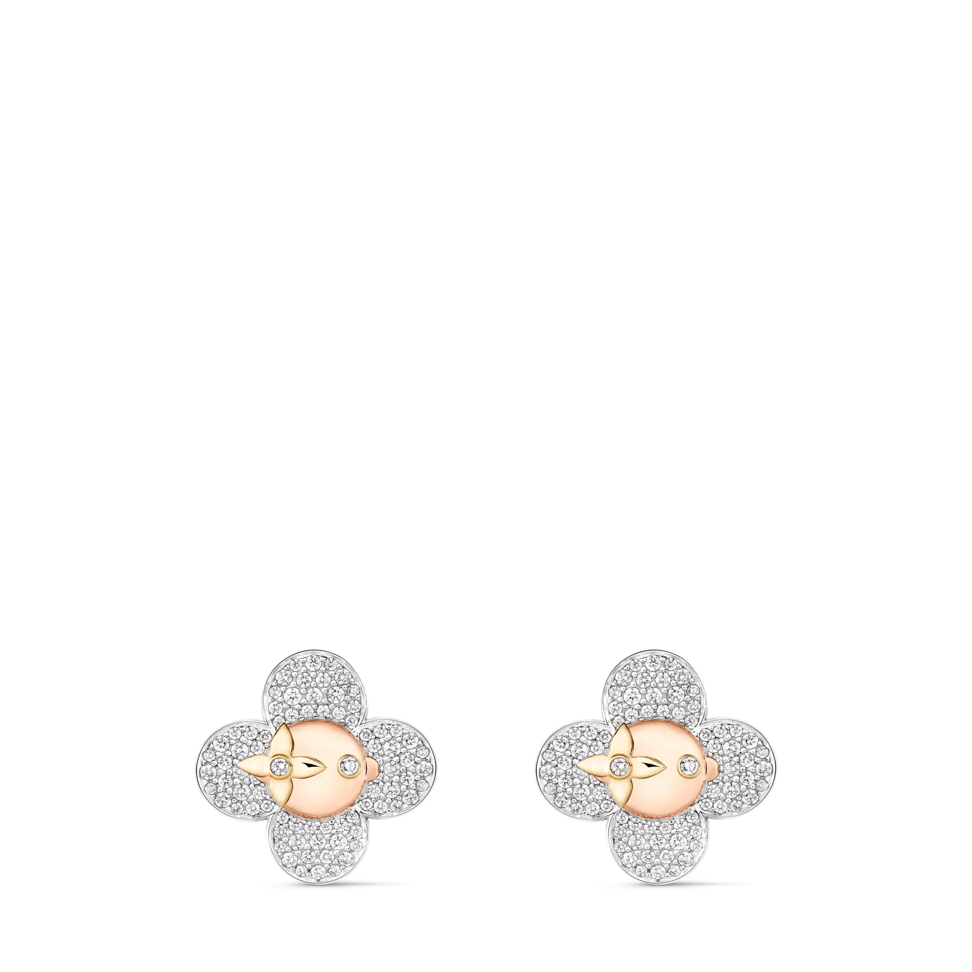 Louis Vuitton Vivienne Earrings, 3 Golds and Diamonds Jewelry Q16742