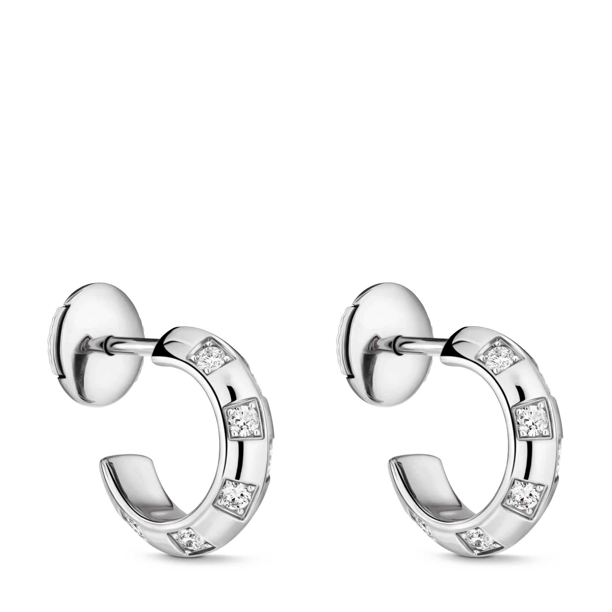 Louis Vuitton Le Damier de Louis Vuitton Small Hoops, White Gold and Diamonds Jewelry Q16838