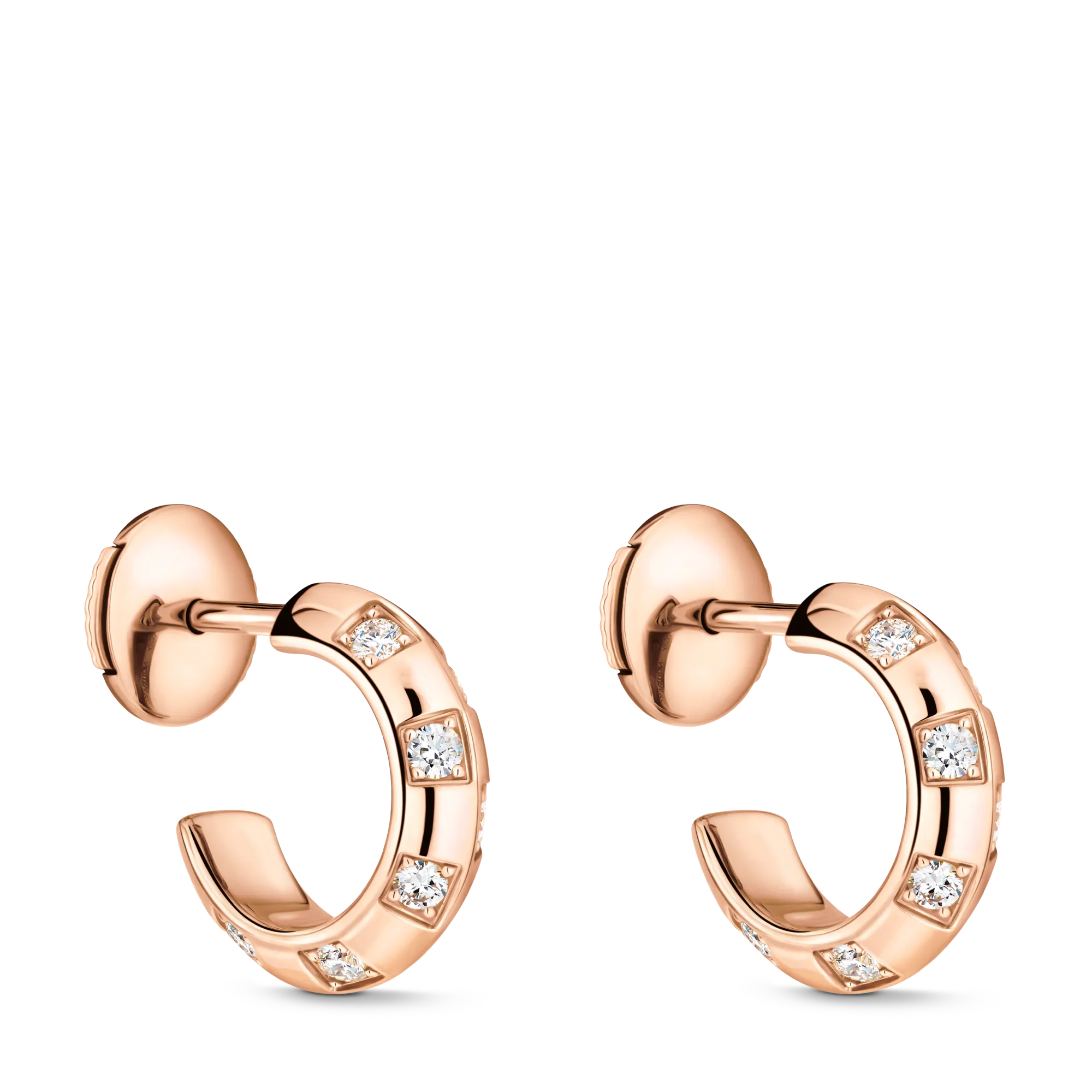 Louis Vuitton Le Damier de Louis Vuitton Small Hoops, Rose Gold and Diamonds Jewelry Q16839