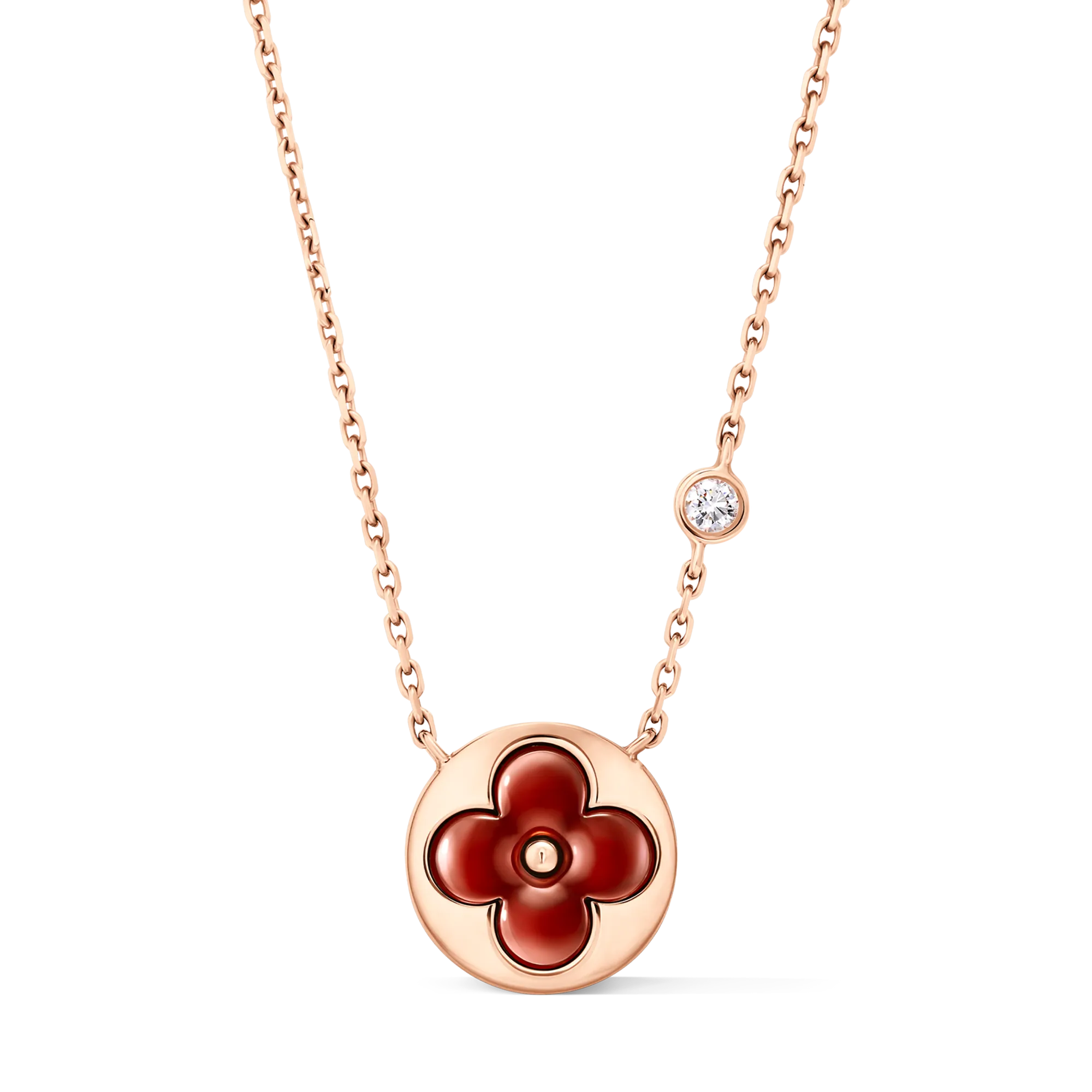 Louis Vuitton Color Blossom BB Sun Pendant, Pink Gold, Cornelian and Diamond Carnelian Jewelry Q93826