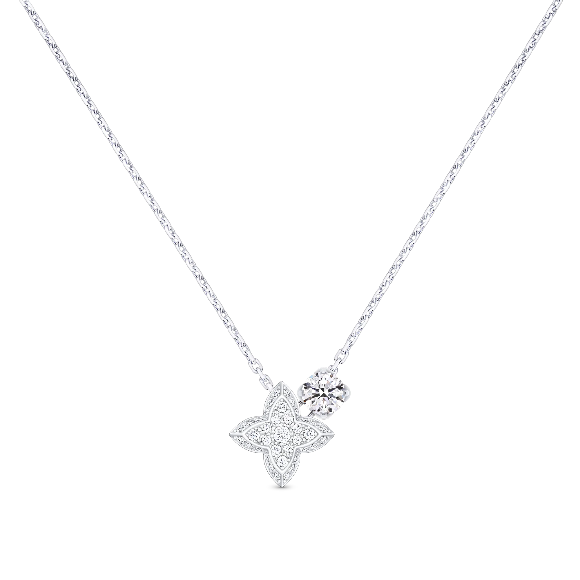 Louis Vuitton LV Diamonds Double Pendant, Round Brilliant cut Jewelry Q93955