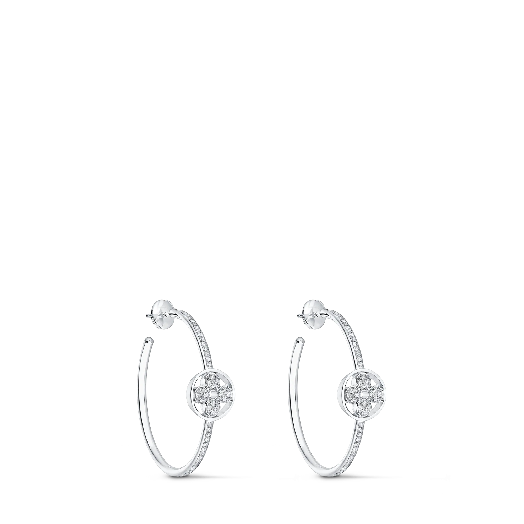 Louis Vuitton Idylle Blossom Hoops, White Gold And Diamonds Jewelry Q96837 Silver