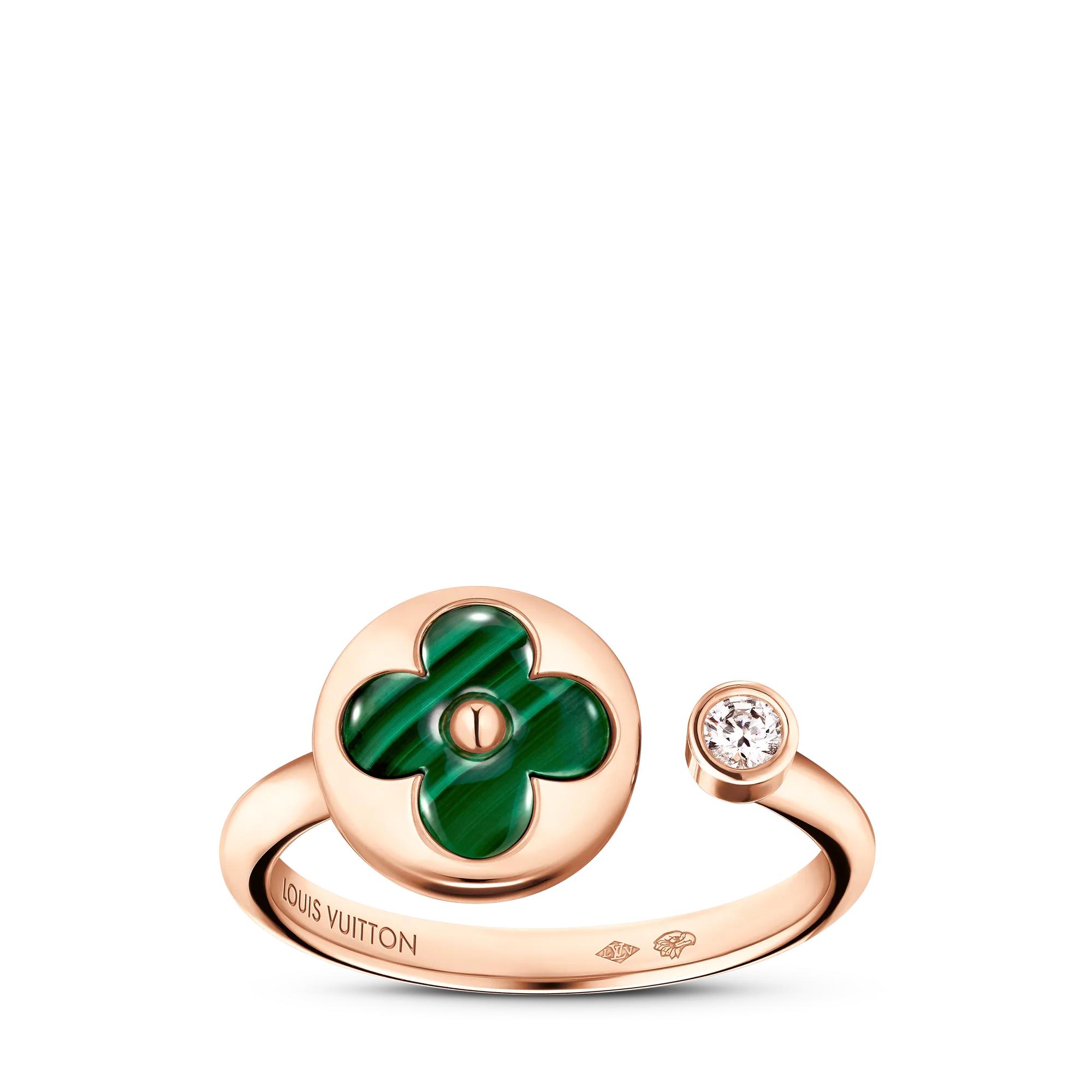 Louis Vuitton Color Blossom Mini Sun Ring, Pink Gold, Malachite and Diamond Jewelry Q9N08K