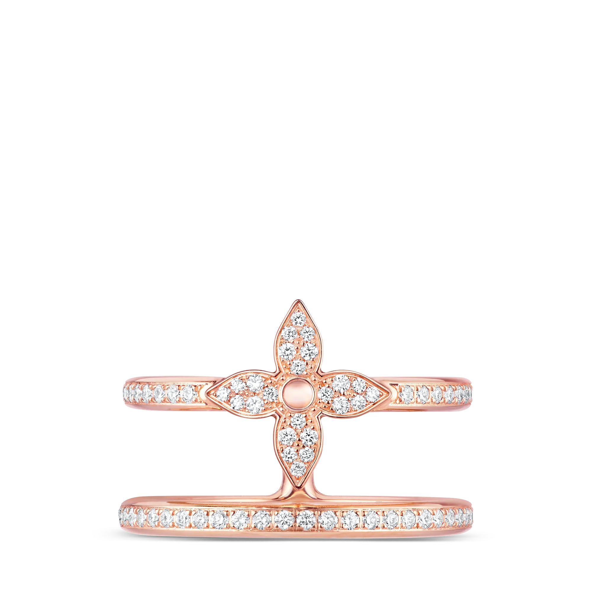 Louis Vuitton Idylle Blossom Two - Row Ring, Pink Gold And Diamonds Jewelry Q9N42D