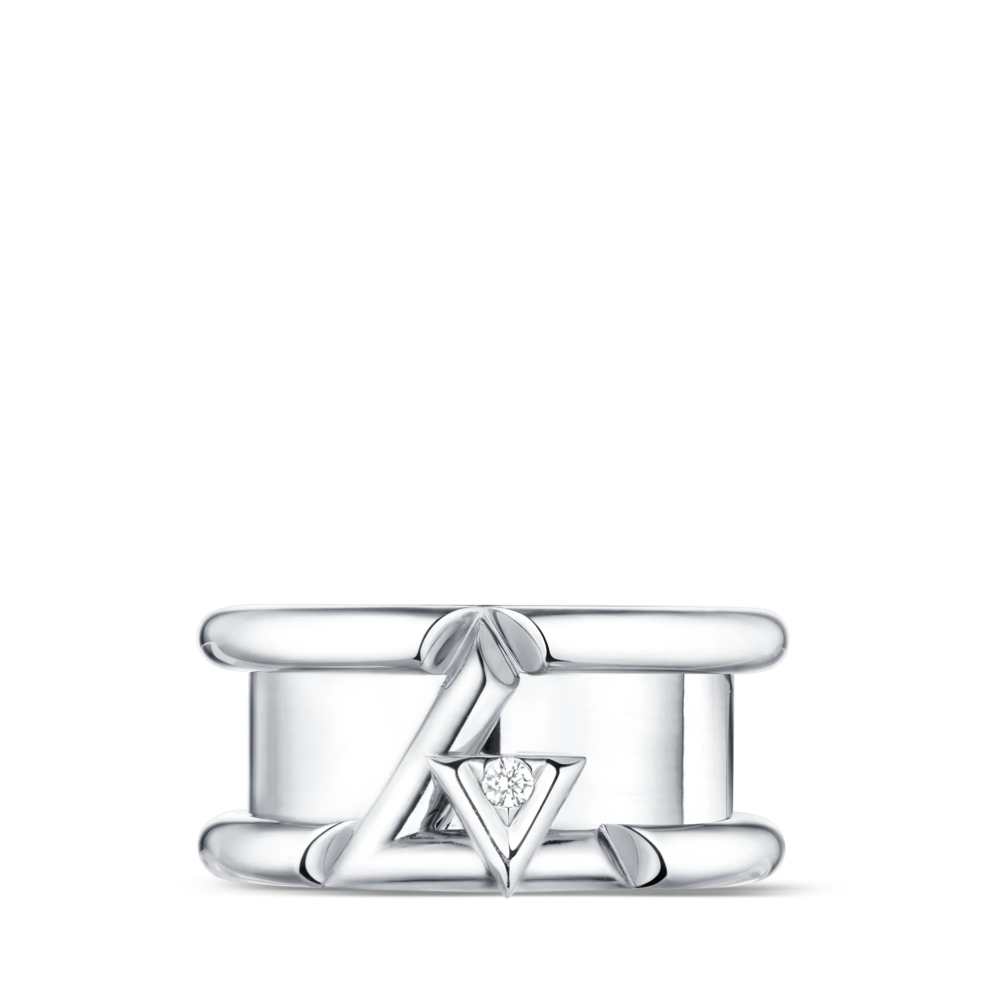 Louis Vuitton LV Volt One Band Ring, White Gold And Diamond Jewelry Q9O59C Silver
