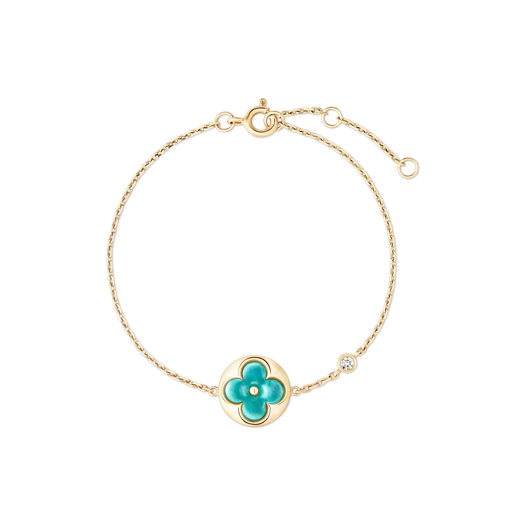 Louis Vuitton Color Blossom BB Sun Bracelet, Yellow Gold, Amazonite and Diamond Jewelry QA5119