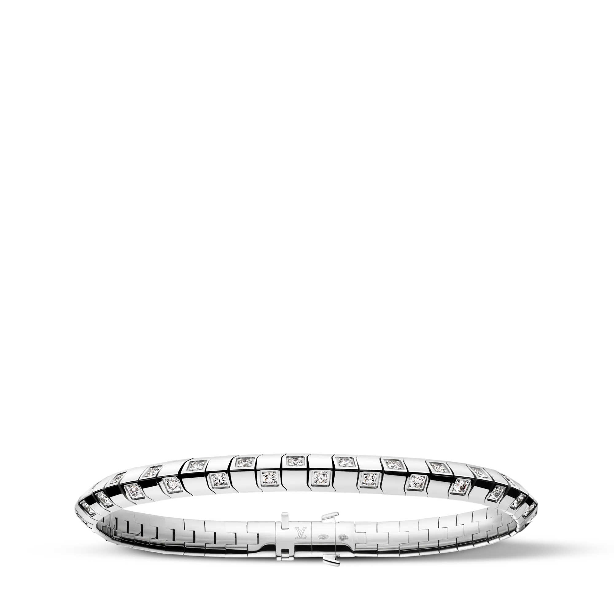 Louis Vuitton Le Damier de Louis Vuitton Medium Bracelet, White Gold and Diamonds Jewelry QA5297