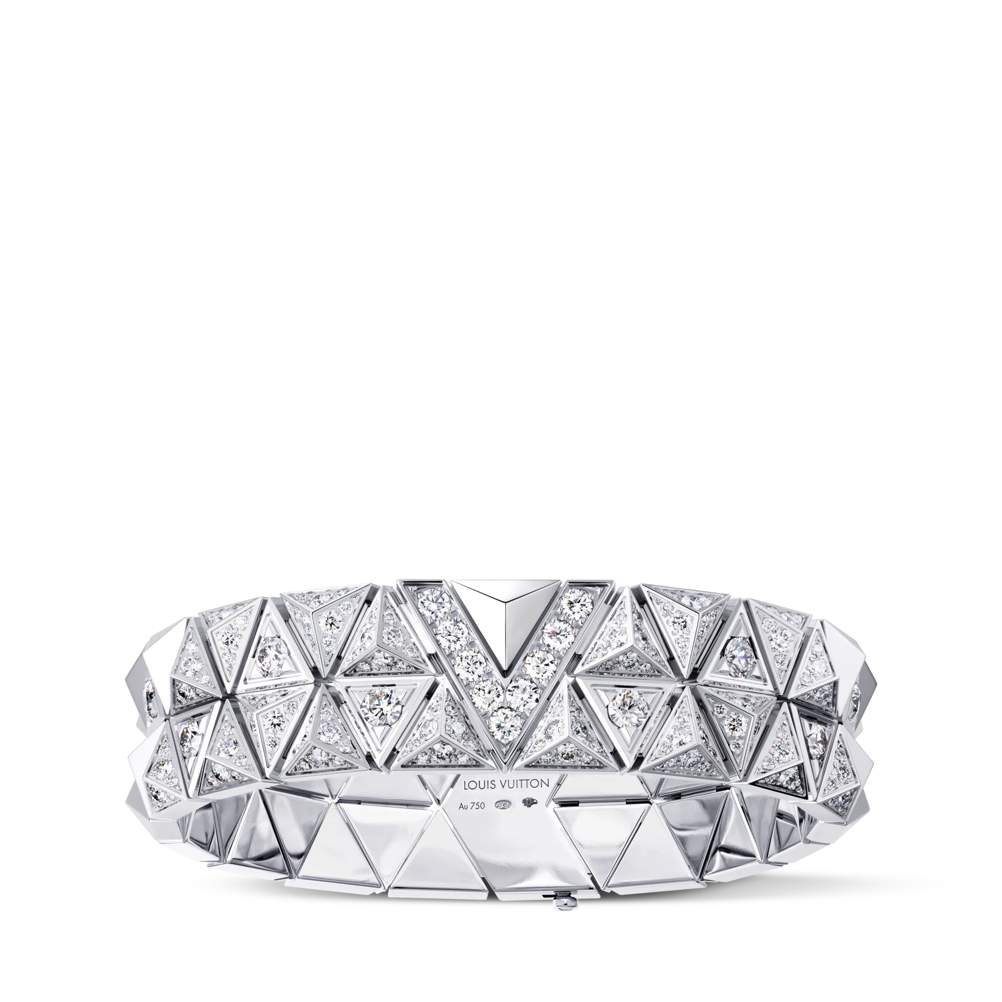 Louis Vuitton Pure V Two - Row Bracelet, White Gold and Diamonds Jewelry QA5994