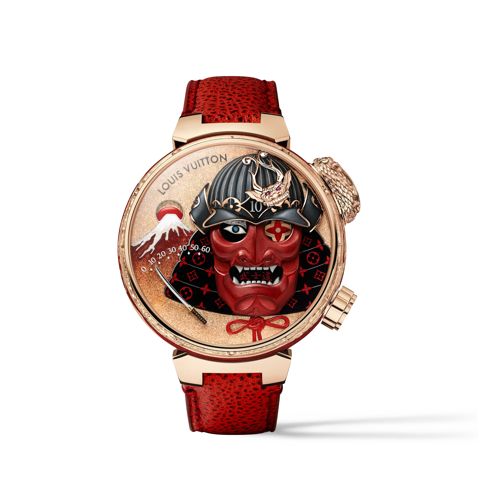 Louis Vuitton Tambour Bushido Automata, Manual, 46.8 mm, Rose Gold Watches - W1PG31 Red