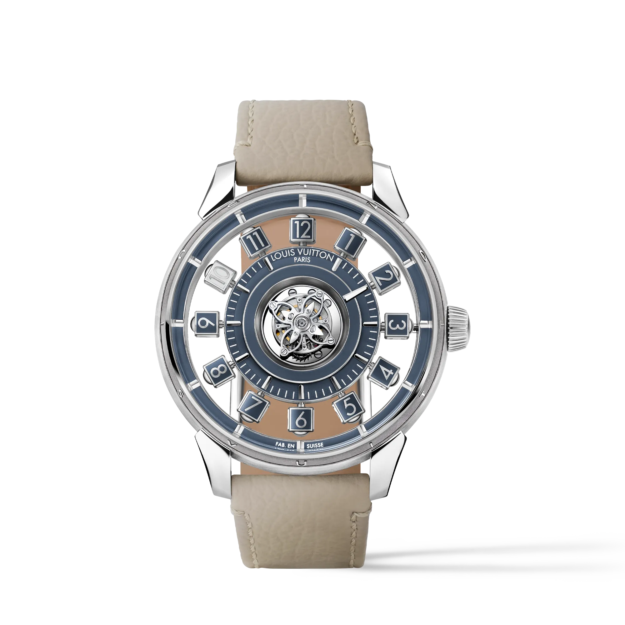 Louis Vuitton Tambour Taiko Spin Time Air Flying Tourbillon, Automatic, 42.5mm, White gold Watches - W9WG11 Silver